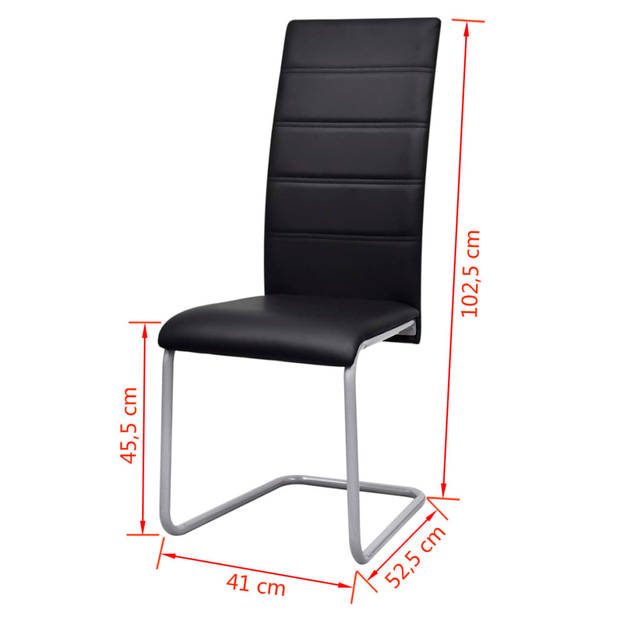 The Living Store Eetkamerstoelen - Zwevend - Kunstleren bekleding - Zwart - 41 x 52.5 x 102.5 cm - Inclusief 2 stoelen