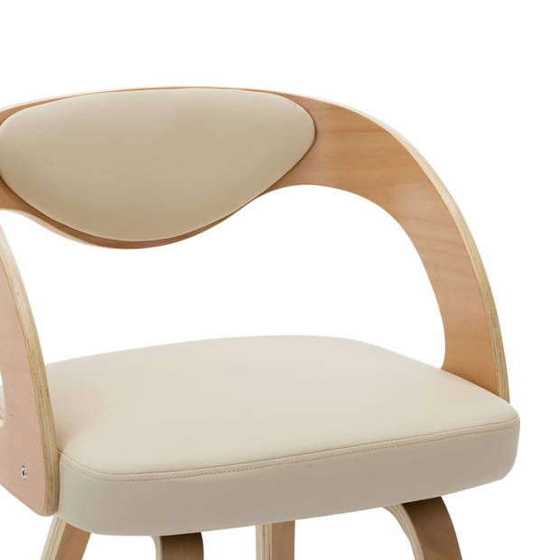 The Living Store Eetkamerstoelen - Set van 4 - Crème en lichtbruin - Kunstleer - 53 x 54 x 77 cm (B x D x H)