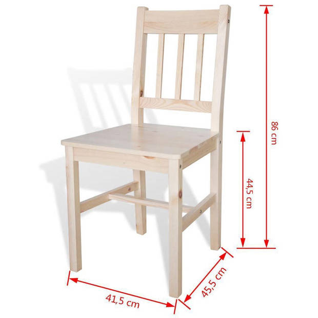 The Living Store Houten Eetkamerstoelen - Set van 4 - Naturel Grenenhout - Ergonomisch Ontwerp