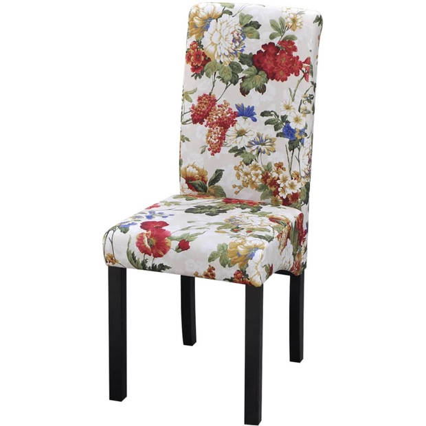 The Living Store Eetkamerstoelen - Bloemmotief - Set van 6 - 42x55x96 cm