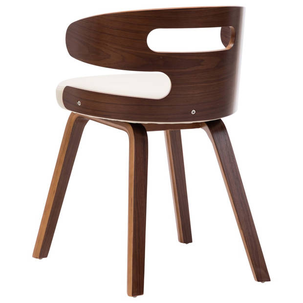 The Living Store Eetkamerstoelen - Set van 6 - Crème en Donkerbruin - Kunstleer - 48x49x68cm