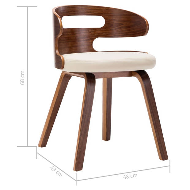 The Living Store Eetkamerstoelen - Set van 6 - Crème en Donkerbruin - Kunstleer - 48x49x68cm