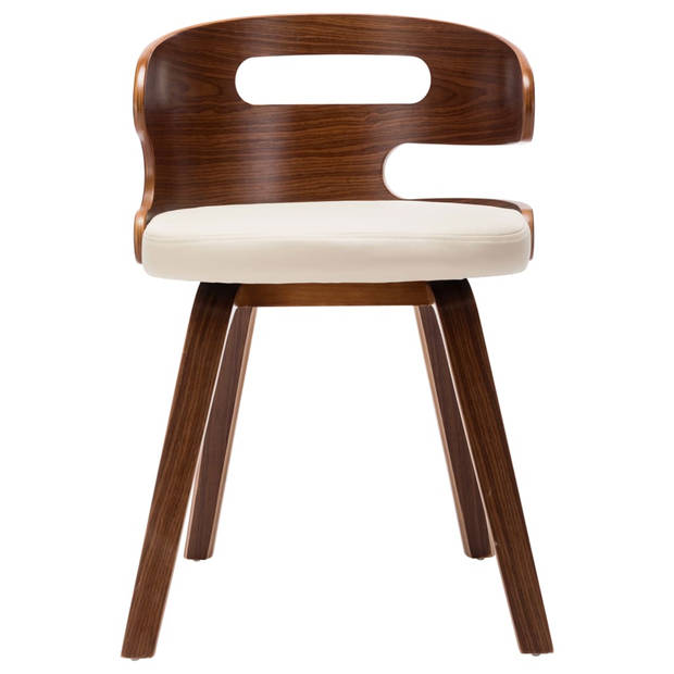 The Living Store Eetkamerstoelen - Set van 6 - Crème en Donkerbruin - Kunstleer - 48x49x68cm