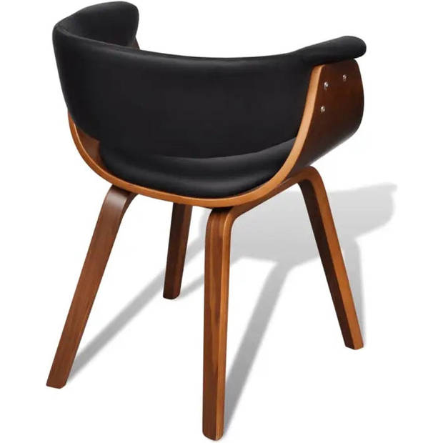 The Living Store Eetkamerstoelen - Zwart en bruin - 59.5 x 51 x 72 cm - Gebogen hout