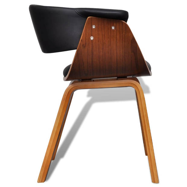 The Living Store Eetkamerstoelen - Zwart en bruin - 59.5 x 51 x 72 cm - Gebogen hout