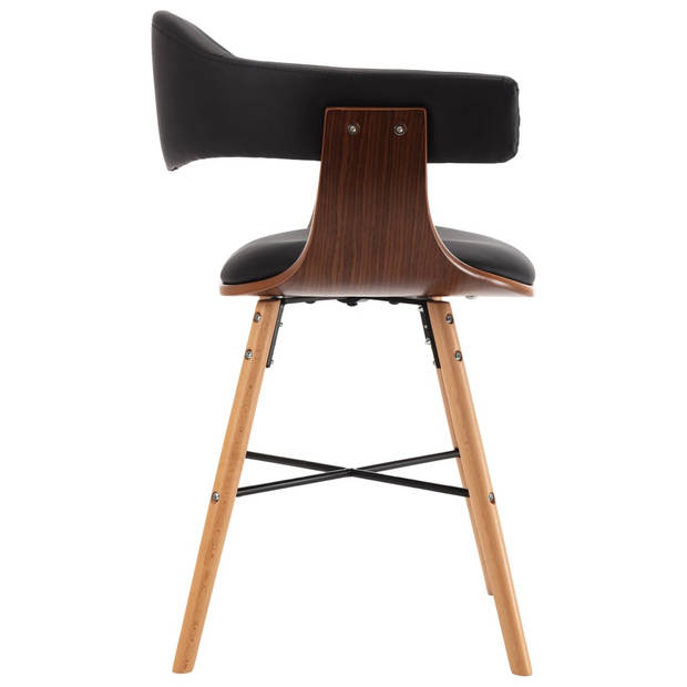 The Living Store Eetkamerstoelen - Set van 2 - Armleuningen - Kunstleer - Zwart - 52.5x47x75.5 cm - 110kg draagvermogen