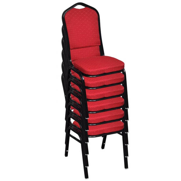 The Living Store Eetkamerstoelen Set Rood - 40 x 41 x 88 cm - Stapelbaar - Comfortabel - Multiplex en ijzer