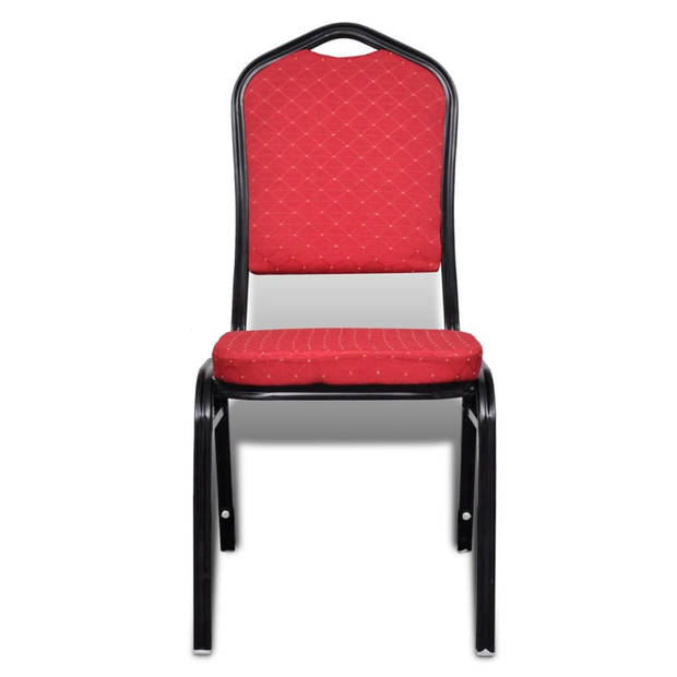 The Living Store Eetkamerstoelen Set Rood - 40 x 41 x 88 cm - Stapelbaar - Comfortabel - Multiplex en ijzer