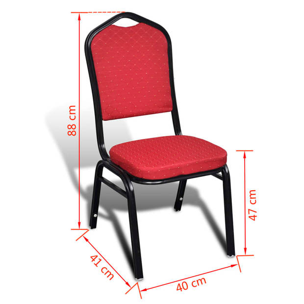 The Living Store Eetkamerstoelen Set Rood - 40 x 41 x 88 cm - Stapelbaar - Comfortabel - Multiplex en ijzer