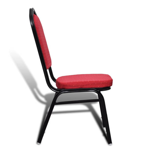 The Living Store Eetkamerstoelen Set Rood - 40 x 41 x 88 cm - Stapelbaar - Comfortabel - Multiplex en ijzer