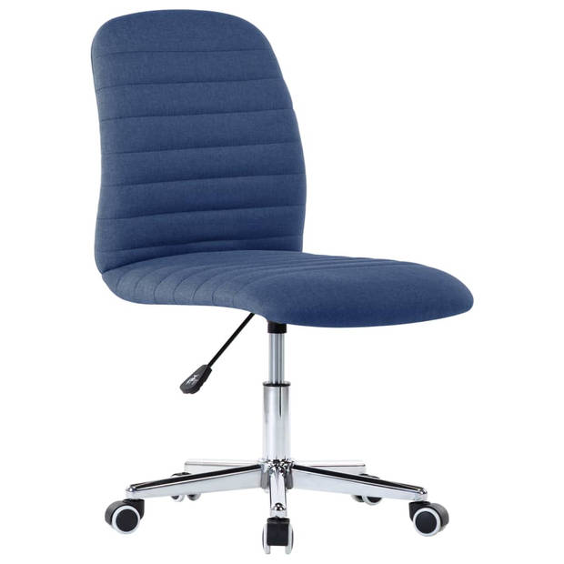 The Living Store Verstelbare Eetkamerstoelen - Set van 4 - Blauw - Stof - 56 x 43 x 84-94 cm