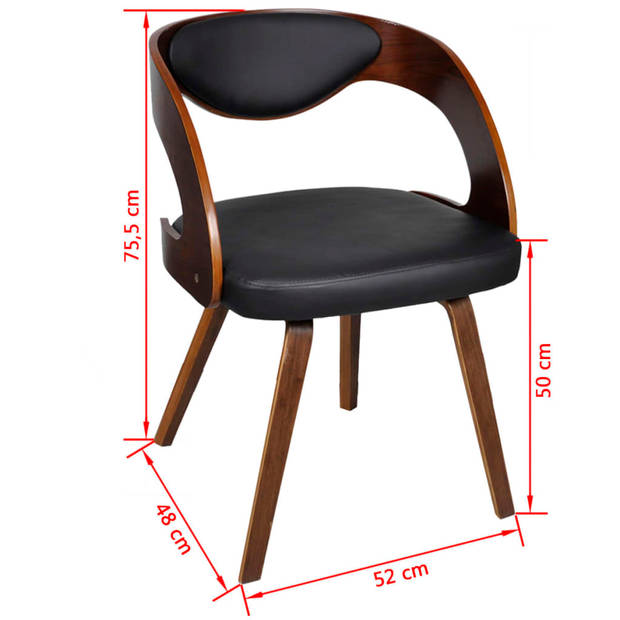 The Living Store Eetkamerstoelen - Leer-composiet - 52x48x75.5cm - Ergonomisch