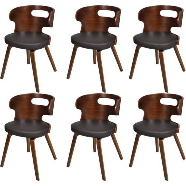 The Living Store Eetkamerstoelen - Leer-composiet - Set van 6 stuks - 49.5 x 52 x 68.5 cm