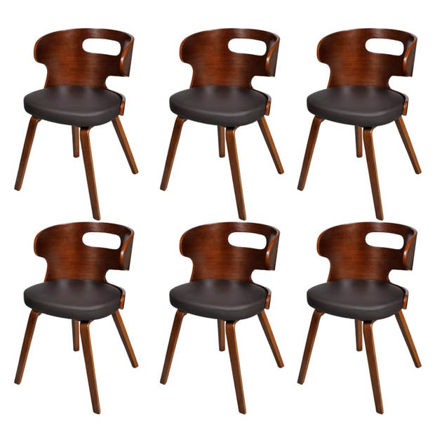 The Living Store Eetkamerstoelen - Leer-composiet - Set van 6 stuks - 49.5 x 52 x 68.5 cm