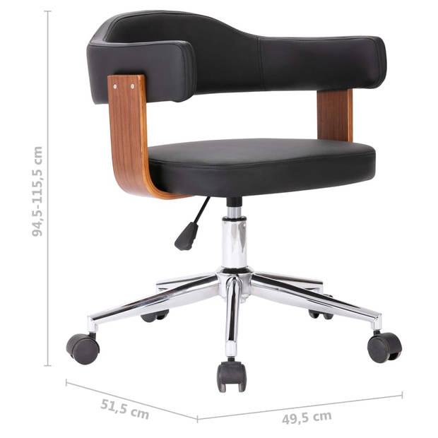 The Living Store Eetkamerstoelen Draaibaar - Zwart - 49.5 x 51.5 x (94.5 - 115.5) cm - Gasveermechanisme