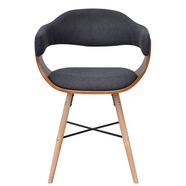 The Living Store Eetkamerstoelen Walnoothout - 6 st - 53 x 45 x 76 cm - Donkergrijs