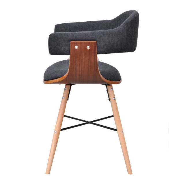 The Living Store Eetkamerstoelen Walnoothout - 6 st - 53 x 45 x 76 cm - Donkergrijs