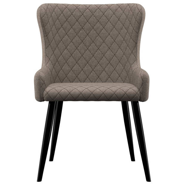 vidaXL Eetkamerstoelen draaibaar 2 st stof taupe