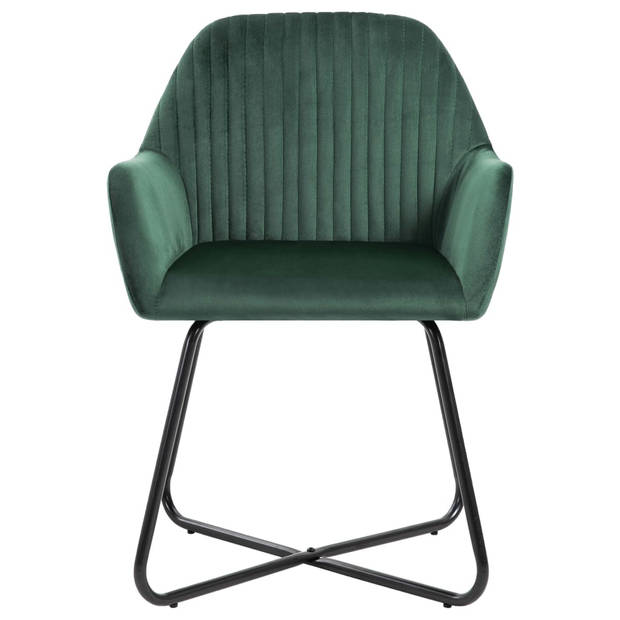 The Living Store Eetkamerstoelen Set - Fluweel - Groen - 61 x 61 x 84 cm - Ergonomisch