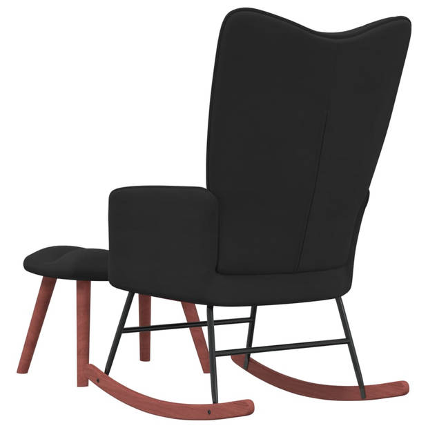 The Living Store Schommelfauteuil Stoel - 61 x 78 x 98 cm - Zwart fluweel