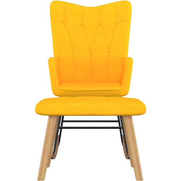 The Living Store Schommelfauteuil Relaxstoel - Mosterdgeel - 61 x 78 x 98 cm - Met voetenbank