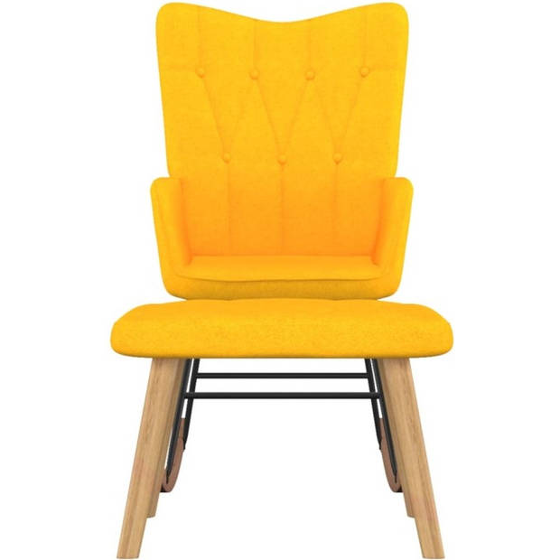 The Living Store Schommelfauteuil Relaxstoel - Mosterdgeel - 61 x 78 x 98 cm - Met voetenbank