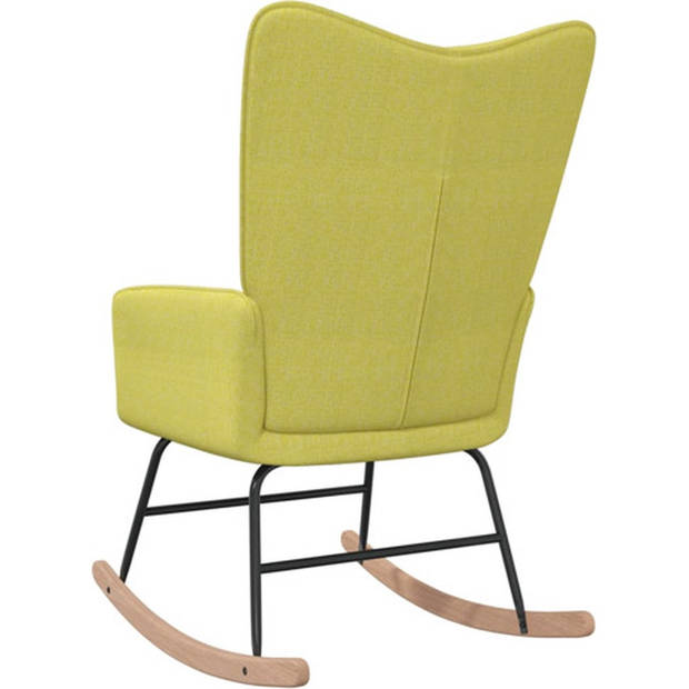 The Living Store Schommelfauteuil - Groen - 61 x 78 x 98 cm - Stof/Rubberwood/Staal - Montage vereist