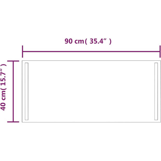 The Living Store LED-badkamerspiegel - 40 x 90 cm - IP65 - USB-interface