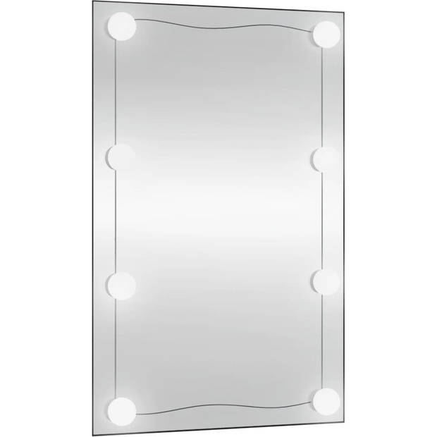 The Living Store Wandspiegel LED-verlichting - 40x60 cm - glas - wandgemonteerd - diverse kleurmodi - USB-interface