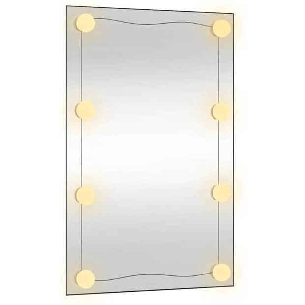 The Living Store Wandspiegel LED-verlichting - 40x60 cm - glas - wandgemonteerd - diverse kleurmodi - USB-interface
