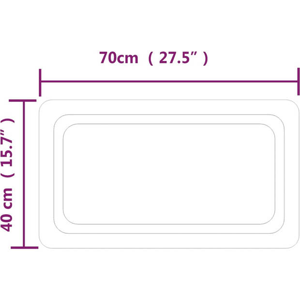 The Living Store LED Badkamerspiegel - IP65 - USB-interface - Eenvoudige installatie - 40x70 cm