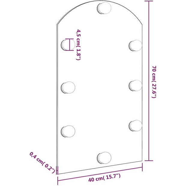 The Living Store Wand-gemonteerde Spiegel - 70 x 40 cm - Met LED-verlichting