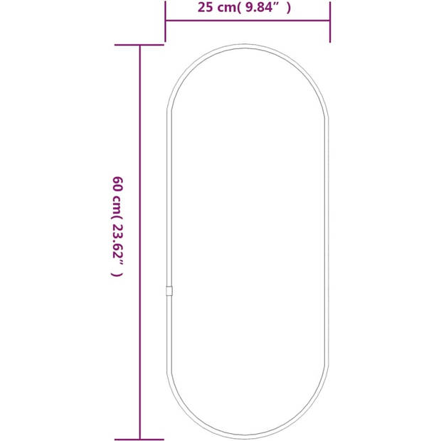 The Living Store Wandspiegel Zwart - 60 x 25 cm (L x B) - Duurzaam glas en PVC-frame