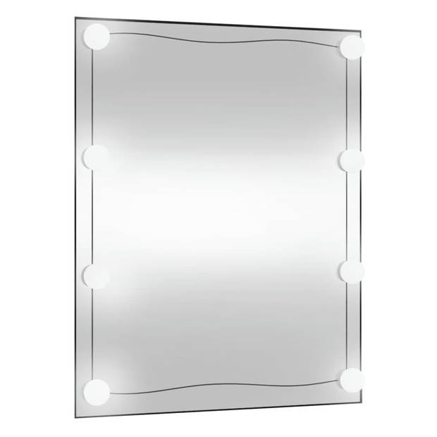 The Living Store Wandspiegel LED-verlichting - 50 x 60 cm - Glas - Warmwit en koudwit - USB-interface