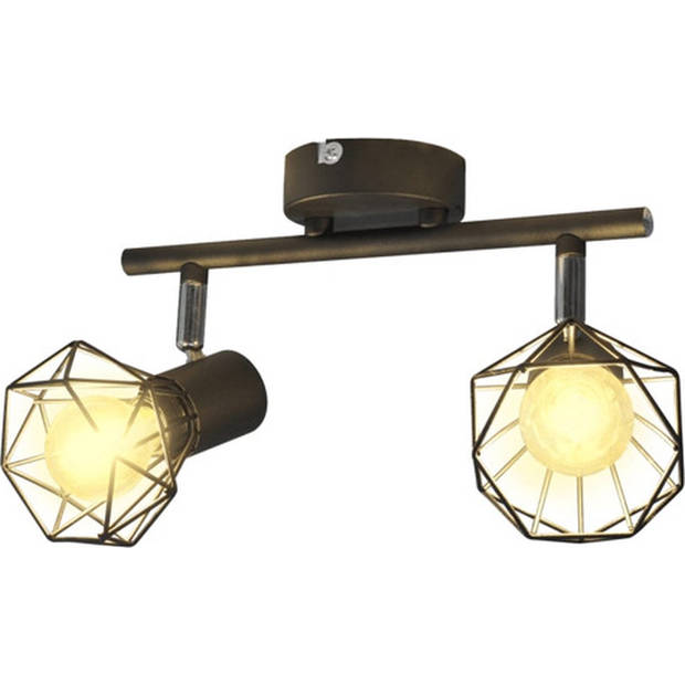 The Living Store Spotlight Industrial - 2x4W LED-lampen - zwart metaal - 25.5 cm buisframe - 640 lm