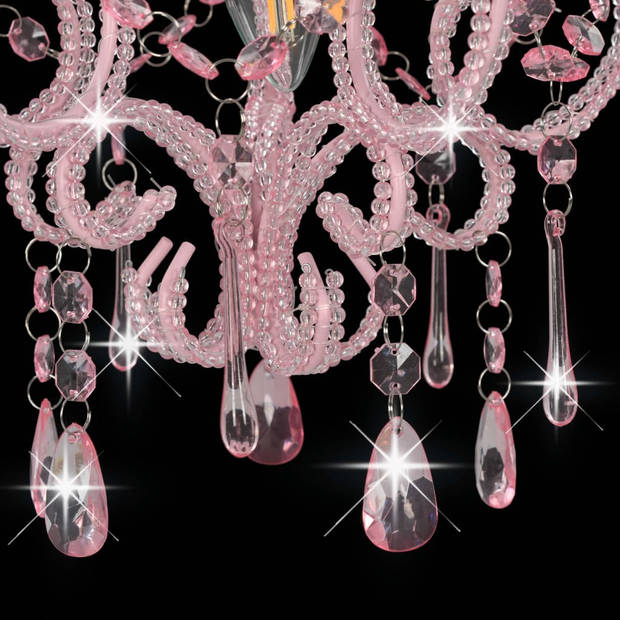The Living Store Plafondlamp Kralen - 24 x 32 cm - Roze