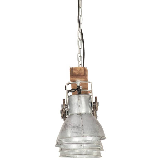 The Living Store industriële plafondlamp - 90 x 17 x 25 cm - 4 lampenkappen - zilver en bruin