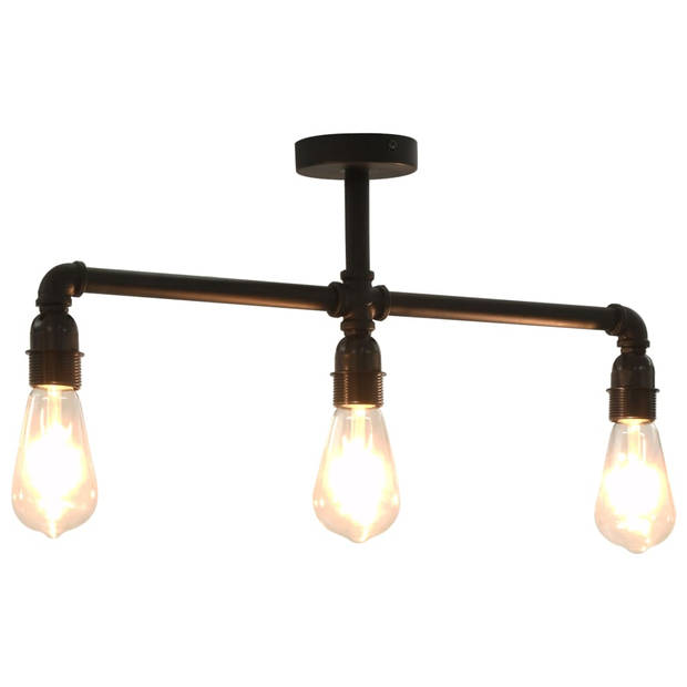 The Living Store Plafondlamp - Steampunk - Zwart - 60 x 23 (B x H) - E27 fitting - Inclusief bevestigingsmateriaal