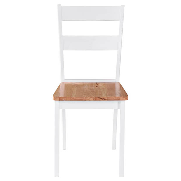 The Living Store Eetkamerstoelen Rubberwood - Set van 4 - 40.5x47.5x95.5 cm - Wit