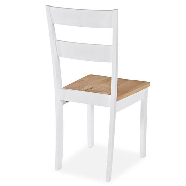 The Living Store Eetkamerstoelen Rubberwood - Set van 4 - 40.5x47.5x95.5 cm - Wit