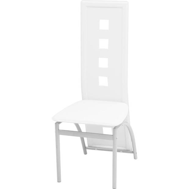 The Living Store Eetkamerstoelen - Set van 6 - Wit - 43 x 55.5 x 108 cm - Stalen frame - Kunstleren bekleding