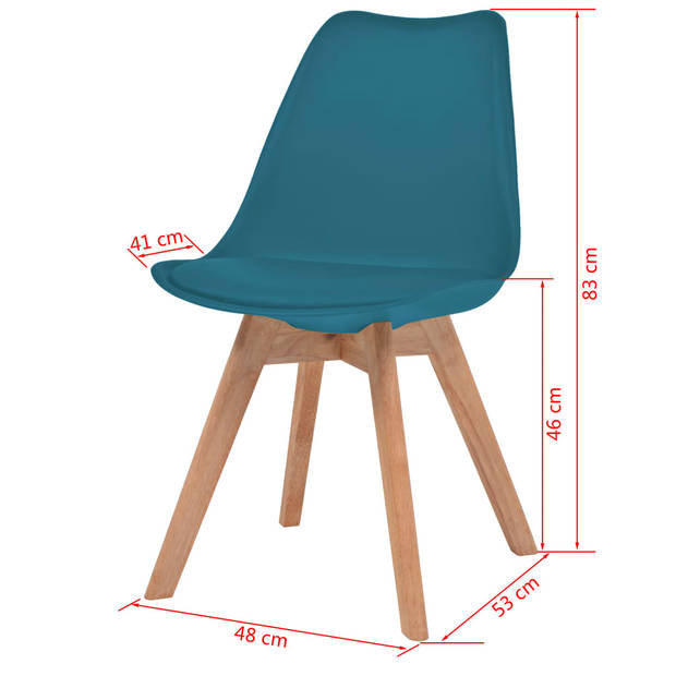 The Living Store Eetkamerstoelen - Turquoise - 48 x 53 x 83 cm - Ergonomisch ontwerp