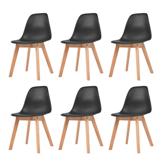 The Living Store eetkamerstoelen - zwarte kunststof zitting - 46.5 x 47.5 x 83 cm (B x D x H) - set van 6