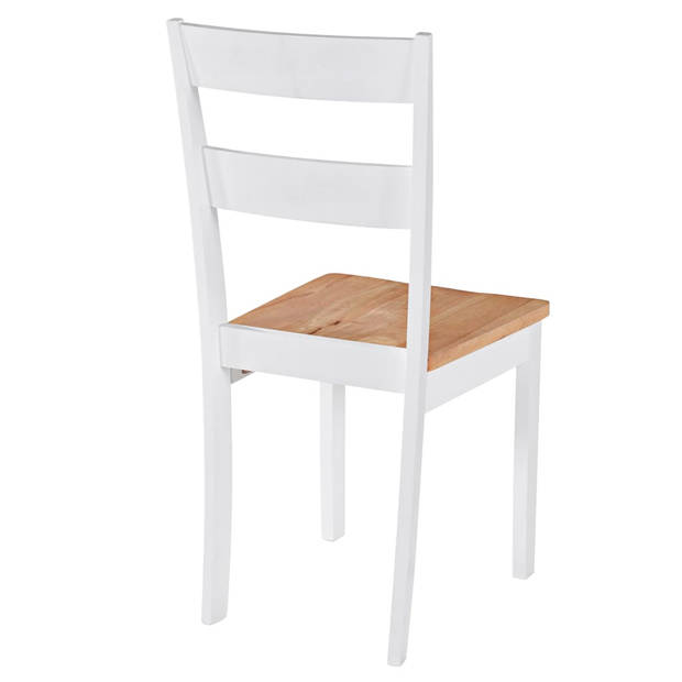 vidaXL Eetkamerstoelen 2 st massief rubberwood wit