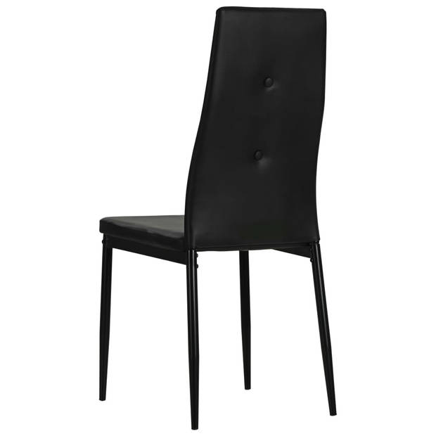 The Living Store Eetkamerstoelen - Set van 4 - Zwart - 43 x 43.5 x 96 cm - Kunstleer