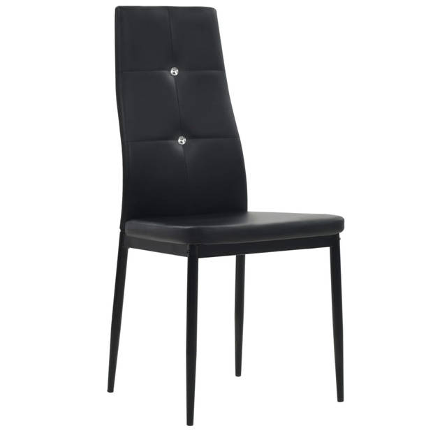 The Living Store Eetkamerstoelen - Set van 4 - Zwart - 43 x 43.5 x 96 cm - Kunstleer