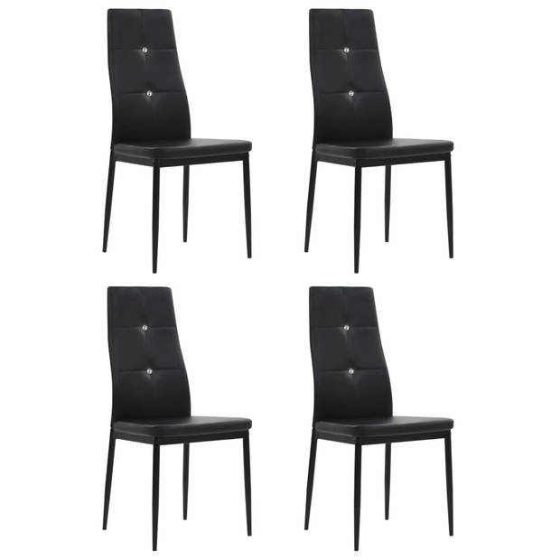 The Living Store Eetkamerstoelen - Set van 4 - Zwart - 43 x 43.5 x 96 cm - Kunstleer