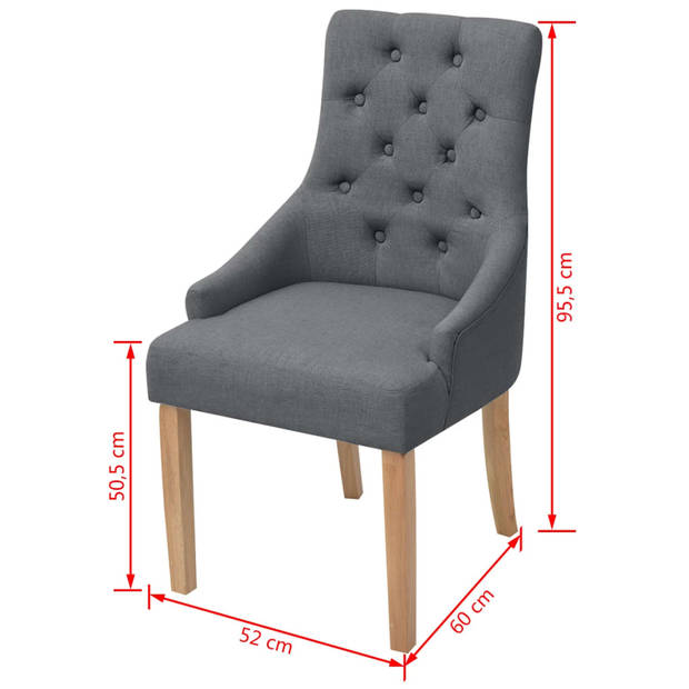 The Living Store Eetkamerstoelen - Donkergrijs - 52 x 60 x 95.5 cm - Eikenhouten poten