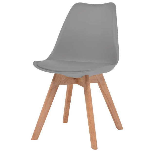 The Living Store Eetkamerstoelen - Grijs - 48 x 53 x 83 cm - Kunststof - Beukenhout - Rubberwood