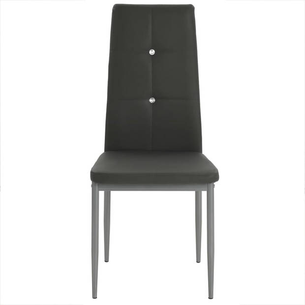 The Living Store Eetkamerstoelen - Grijs - 43 x 43.5 x 96 cm - Kunstleer - Houten frame - Stalen poten